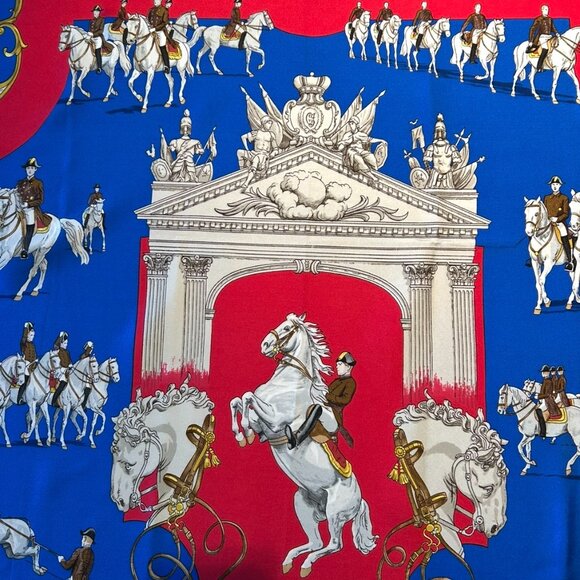 Vintage Hermes L' Ecole Espagnole De Vienne Silk Scarf by Phillipe Ledoux - Picture 7 of 15
